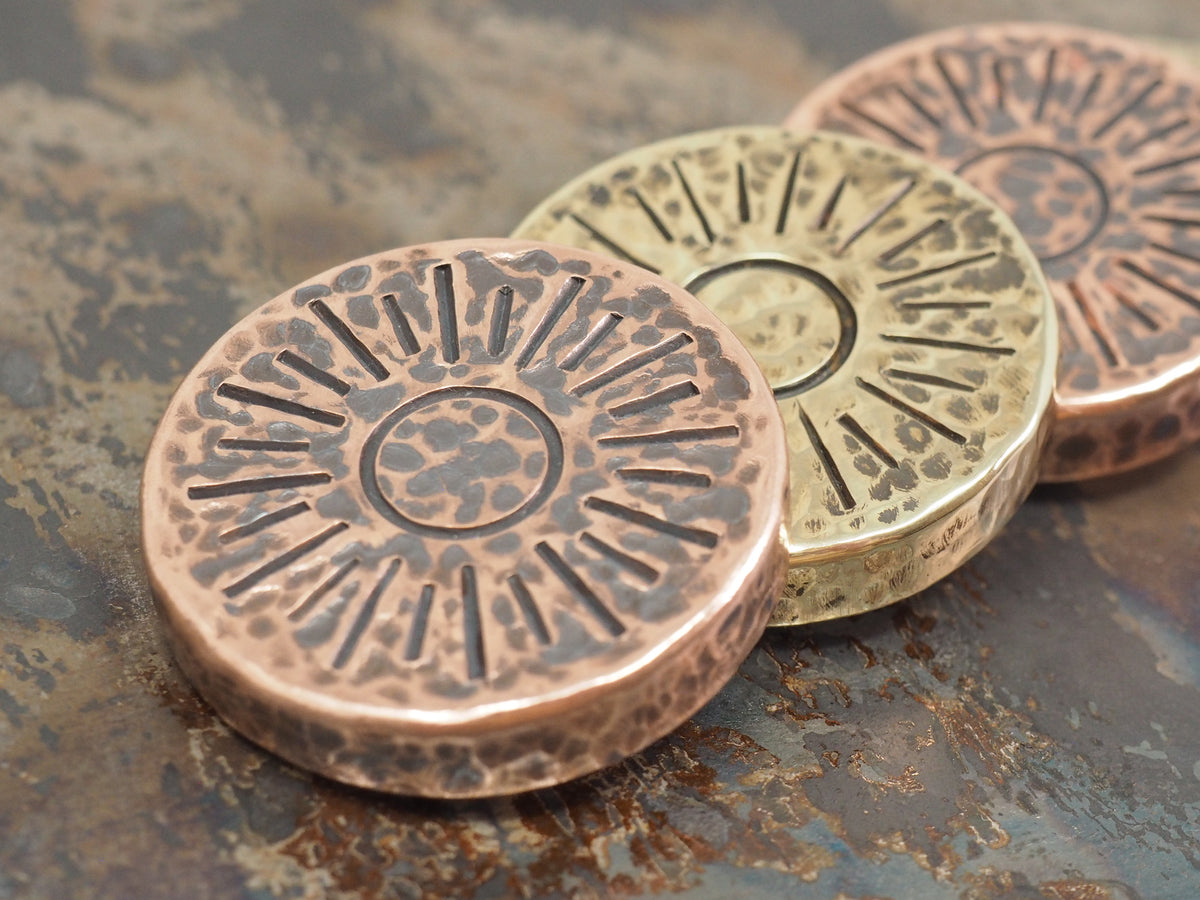 Handmade Hammered Coin Night vs Day Design Brass or Copper