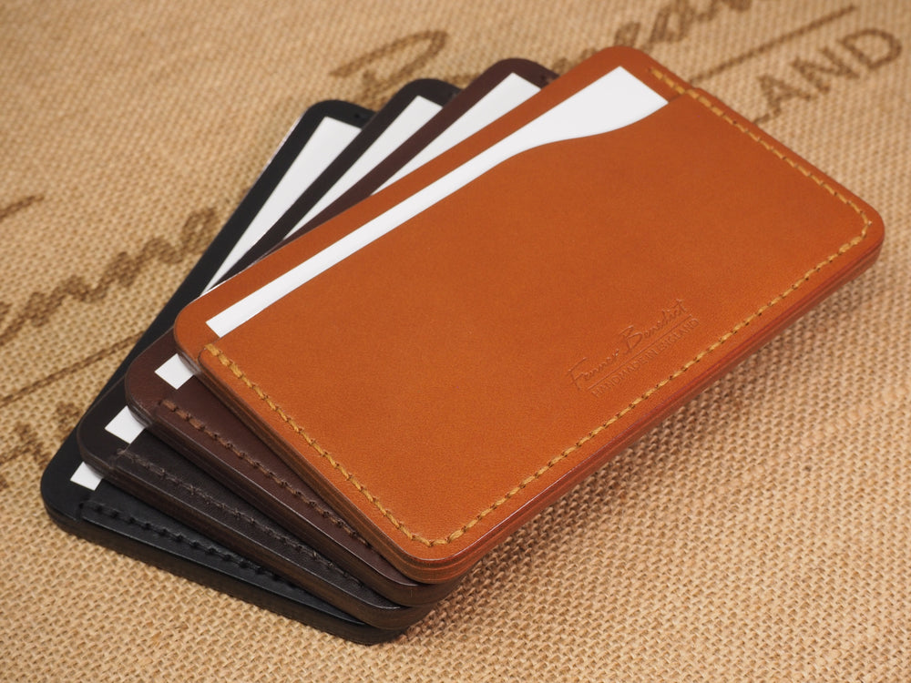 Handmade 3-by-5 (3x5" / 77x127mm) Index Card Holder Memo Notepad Jotter Pad / Pocket Briefcase - Veg-Tan Leather - Cognac / Chestnut / Dark Brown / Black