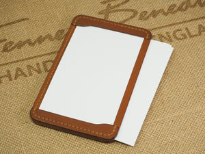 DISCOUNTED ('almost perfect'): Handmade 3-by-5 (3x5" / 77x127mm) Index Card Holder Memo Notepad Jotter Pad / Pocket Briefcase - Veg-Tan Leather - Cognac Tan II