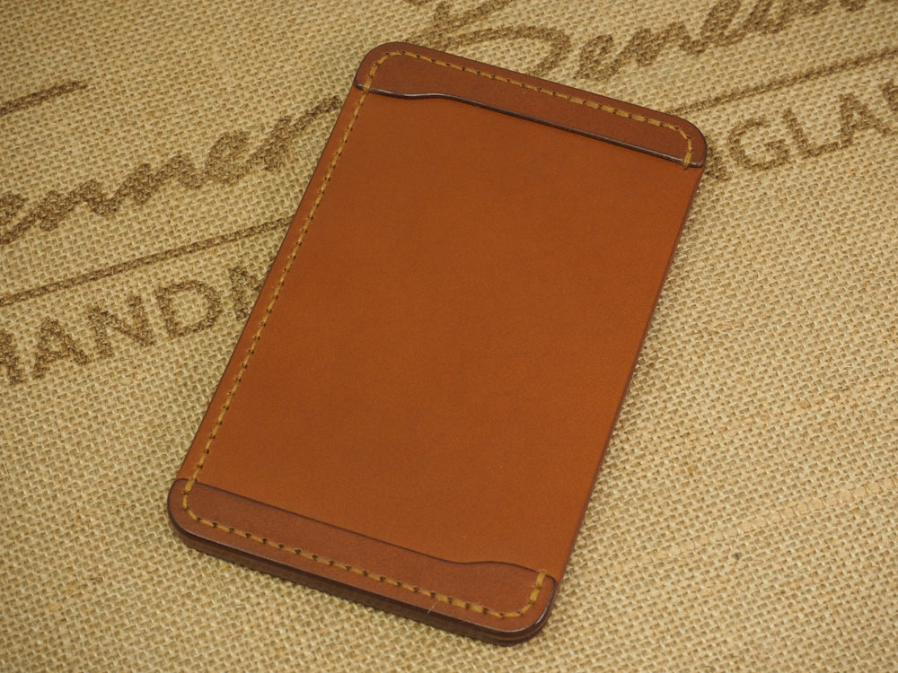 DISCOUNTED ('almost perfect'): Handmade 3-by-5 (3x5" / 77x127mm) Index Card Holder Memo Notepad Jotter Pad / Pocket Briefcase - Veg-Tan Leather - Cognac Tan II