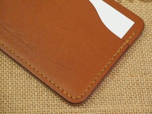 DISCOUNTED ('almost perfect'): Handmade 3-by-5 (3x5" / 77x127mm) Index Card Holder Memo Notepad Jotter Pad / Pocket Briefcase - Veg-Tan Leather - Cognac Tan II