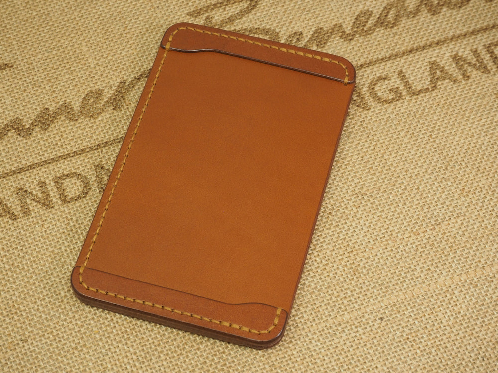 DISCOUNTED ('almost perfect'): Handmade 3-by-5 (3x5" / 77x127mm) Index Card Holder Memo Notepad Jotter Pad / Pocket Briefcase - Veg-Tan Leather - Cognac Tan I