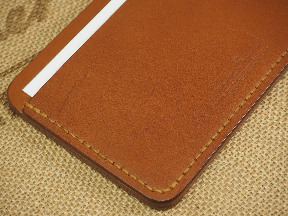 DISCOUNTED ('almost perfect'): Handmade 3-by-5 (3x5" / 77x127mm) Index Card Holder Memo Notepad Jotter Pad / Pocket Briefcase - Veg-Tan Leather - Cognac Tan I