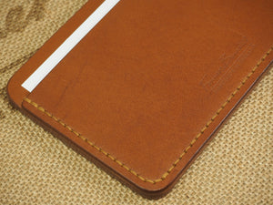 DISCOUNTED ('almost perfect'): Handmade 3-by-5 (3x5" / 77x127mm) Index Card Holder Memo Notepad Jotter Pad / Pocket Briefcase - Veg-Tan Leather - Cognac Tan I