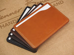 Handmade 4-by-6 (4x6" / 102x152mm) Index Card Holder Memo Notepad Jotter Pad / Pocket Briefcase - Veg-Tan Leather - Cognac / Chestnut / Dark Brown / Black