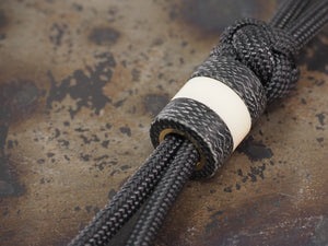 Handmade Polished Stacking/Spacer Drum Bead for Paracord or Leather Lanyards - 12mm dia. x 5mm - Black Canvas Micarta & Brass