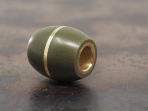 Handmade Barrel Bead for Paracord or Leather Lanyards - 14mm dia. x 15mm - Olive Drab Green G10 & Brass