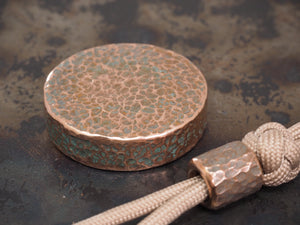 Handmade Hammered Decorative Paperweight - 40mm dia. x 10mm - 110g - Verdigris Patinated COPPER