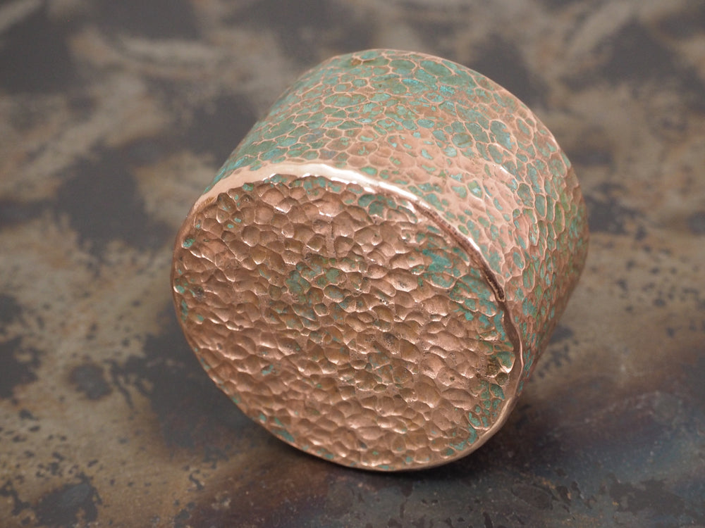 Handmade Hammered Decorative Paperweight - 40mm dia. x 25mm (1 inch) - 280g - Verdigris Patinated COPPER