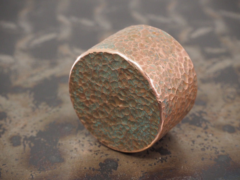 Handmade Hammered Decorative Paperweight - 40mm dia. x 25mm (1 inch) - 280g - Verdigris Patinated COPPER