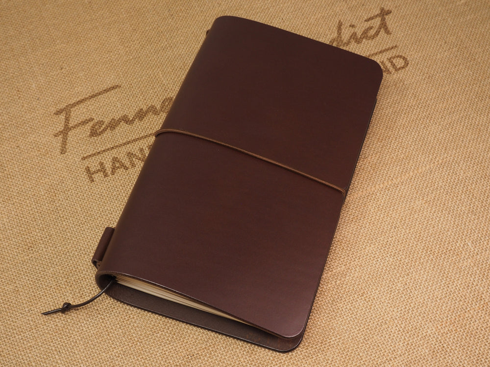 Handmade 'Explorer 4' Leather Traveler's / Travellers Notebook Cover - Moleskine Large 13x21cm - Chestnut Brown