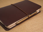 Handmade 'Explorer 4' Leather Traveler's / Travellers Notebook Cover - Moleskine Large 13x21cm - Chestnut Brown