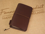 Handmade 'Explorer 4' Leather Traveler's / Travellers Notebook Cover - Moleskine Pocket / Field Notes 9x14cm- Chestnut Brown