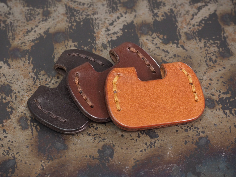 Handcrafted Leather New Style Yale Superior/High Security Door Key Covers  - SET OF 3 - Cognac Tan / Chestnut Brown / Dark Brown